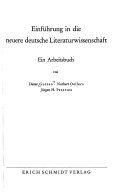 Einführung in die neuere deutsche Literaturwissenschaft : ein Arbeitsbuch; Dieter Gutzen; 1976
