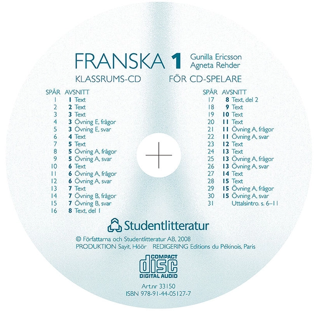 Franska 1 Audio-cd; Agneta Rehder, Gunilla Ericsson; 2008