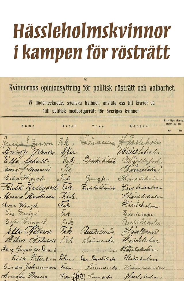 Hässleholmskvinnor i kampen för rösträtt; Malin Arvidsson, Per Carlsson, Olavi Olson, Christer Carlson, Christine Östling; 2021