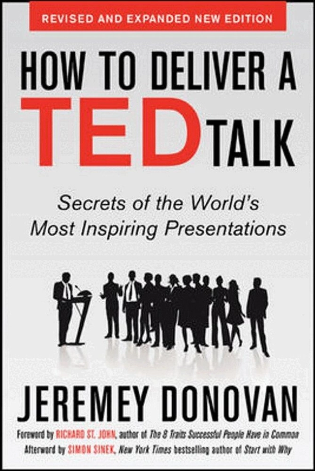 "How to deliver a TED talk : secrets of the world's most inspiring presentations, revised and expanded new edition, with a foreword by Richard St. John and an afterword by Simon Sinek" [Elektronisk resurs]; Jeremey Donovan; 2013