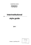 Interinstitutional style guide; European Union; 2011