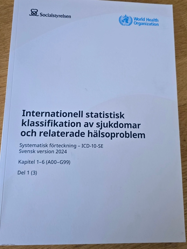 Internationell statistisk klassifikation av sjukdomar och relaterade hälsoproblem : systematisk förteckning : Kapitel 1-22. Del 1, 2 och 3. ; Sverige. Socialstyrelsen, Sverige. Medicinalstyrelsen; 2024