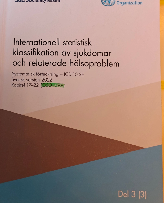 Internationella statistik klassifikation av sjukdomar och relaterade hälsoproblem ; Socialstyrelsen ; 2022