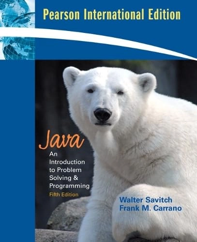 Java : an introduction to problem solving & programming; Walter Savitch; 2009