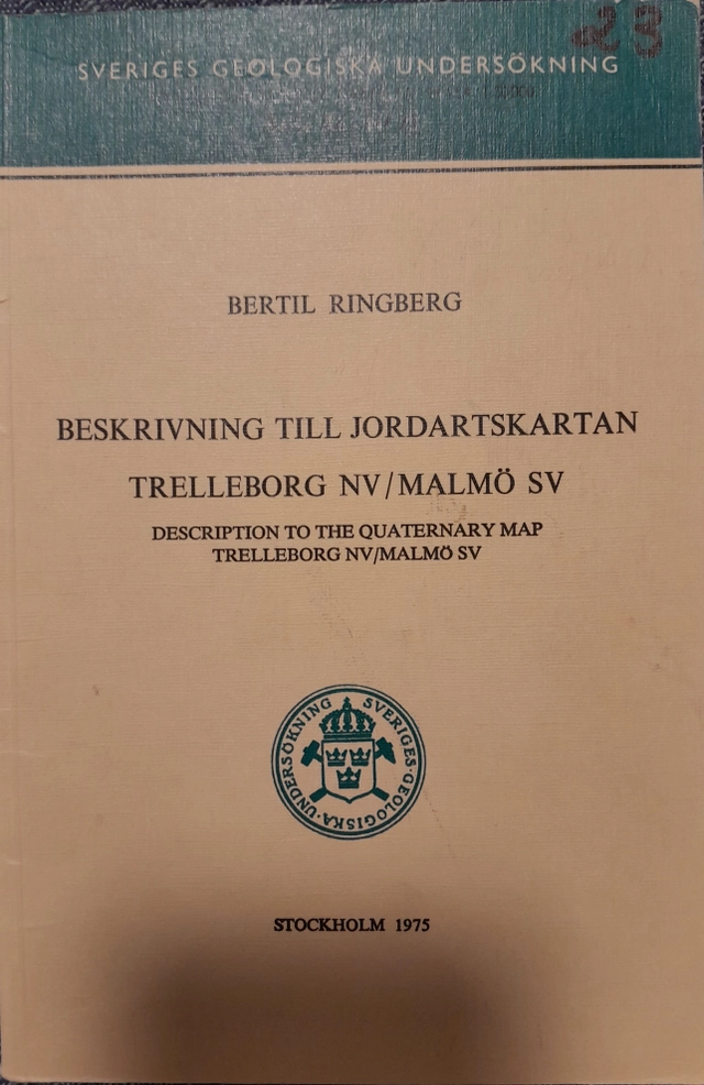 Jordartskartan Trelleborg NV/Malmö SV; Sveriges geologiska undersökning; 1975