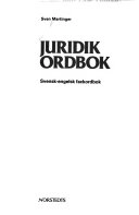 Juridikordbok : svensk-engelsk fackordbok; Sven Martinger; 1987