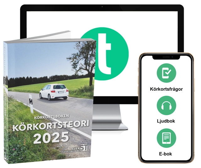 Körkortsboken Körkortsteori 2025 (bok + digitalt teoripaket med körkortsfrågor, övningar, ljudbok & ebok); Svea Trafikutbildning; 2025