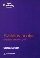 Kvalitativ analys; Staffan Larsson; 1986