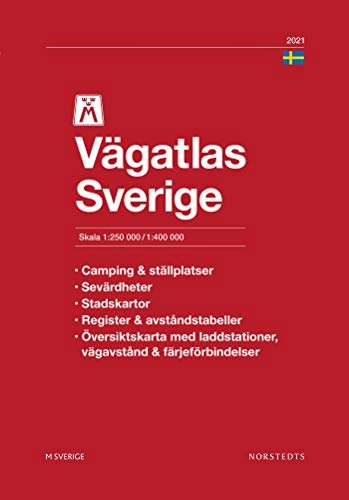 M Vägatlas Sverige 2021 : Skala 1:250.000-1:400.000; Norstedt; 2021