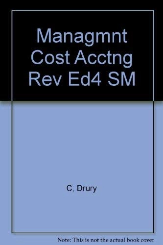 Management and Cost AccountingITBP Textbooks Series; Drury