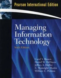 Managing information technology; Carol V. Brown, Daniel W. DeHayes; 2009