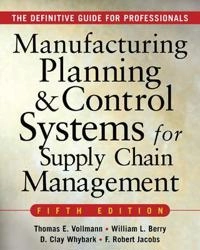 Manufacturing planning and control systems for supply chain management; Thomas Vollmann, William Berry, David Clay Whybark, F Robert Jacobs; 2005