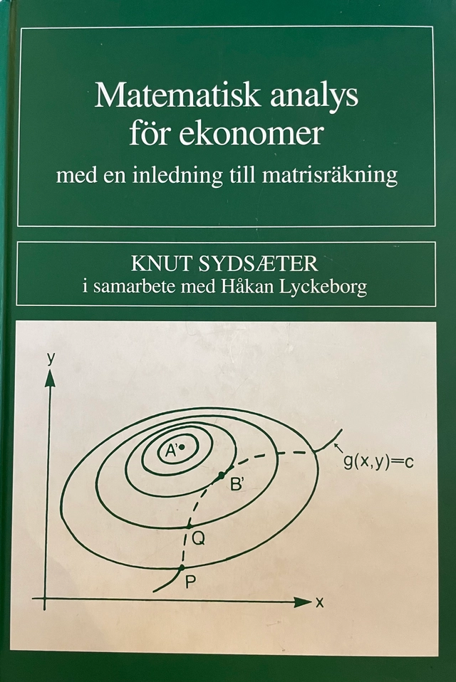 Matematisk analys för ekonomer : med en inledning till matrisräkning; Knut Sydsæter; 1991
