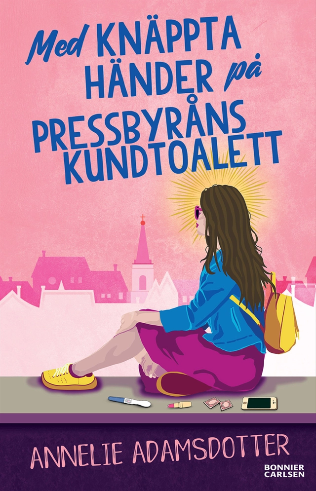 Med knäppta händer på Pressbyråns kundtoalett; Annelie Adamsdotter; 2024