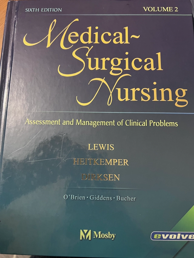 Medical-surgical nursing : assessment and management of clinical problems., 2; Sharon Mantik Lewis, Margaret M. Heitkemper, Shannon Ruff Dirksen; 2004