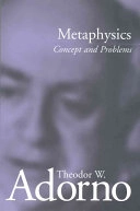 Metaphysics - concept and problems; Theodor (frankfurt School Germany ) Adorno; 2001