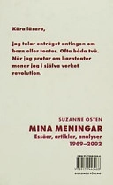 Mina meningar : essäer, artiklar, analyser 1969-2002; Suzanne Osten; 2002