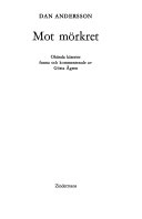 Mot mörkret : okända kåserier; Dan Andersson; 1974