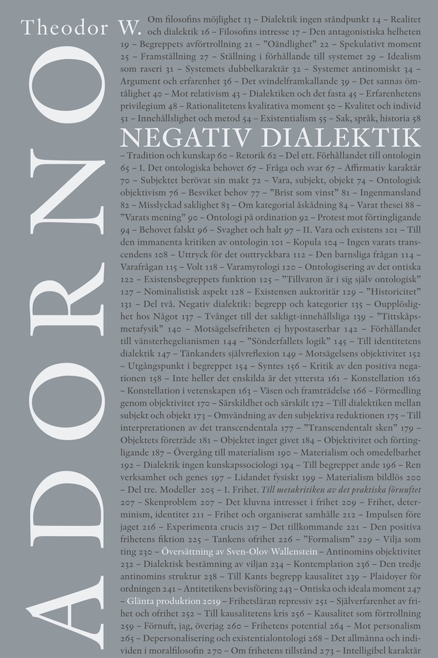 Negativ dialektik; Theodor W. Adorno; 2019