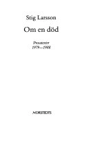Om en död : prosatexter 1979-1988; Stig Larsson; 1992