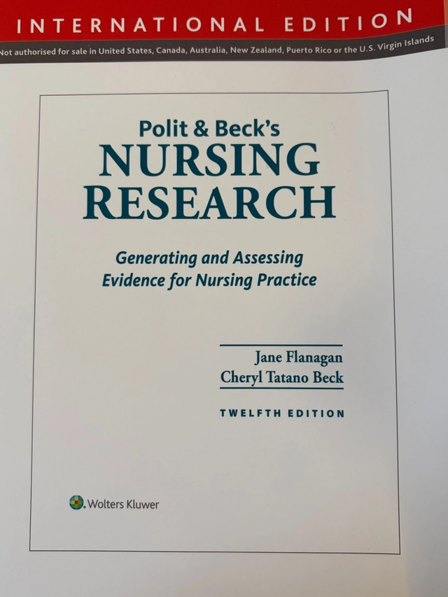 Polit & Beck's nursing research : generating and assessing evidence for nursing practice; Jane Flanagan; 2025
