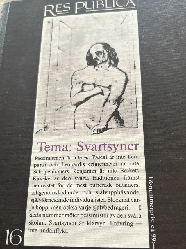 Res publica : Östlings bokförlag Symposions teoretiska och litterära tidskrift; Pascal, Barthes,Leopardi,Ekelund; 1990