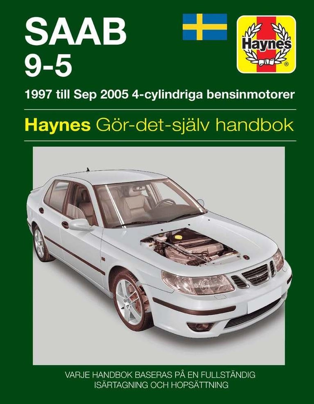 Saab 9-5 : gör-det-själv handbok : modeller som behandlas: sedan och kombi, inklusive specialmodeller, 2,0 liters (1985cc) & 2,3 liters (2290cc) 4-cylindriga bensinmotorer, behandlar inte modeller med 3,0 liters V6-motor eller dieselmotor; Andrew K. Legg, Peter T. Gill; 2014