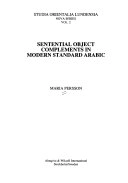 Sentential object complements in modern standard arabic; Maria Persson; 2002