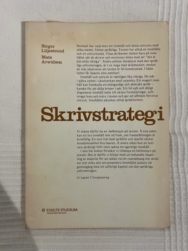 Skrivstrategi; Birger Liljestrand; 1979