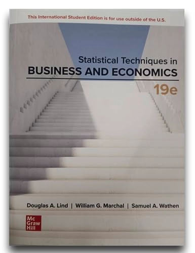 Statistical techniques in business & economics; Douglas A. Lind; 2023