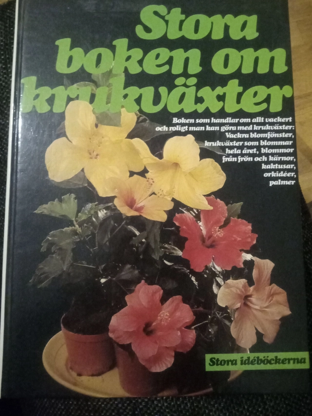 Stora boken om krukväxter : boken som handlar om allt vackert och roligt man kan göra med krukväxter : vackra blomfönster, krukväxter som blommar hela året, blommor från frön och kärnor, kaktusar, orkidéer, palmer; Maja-Lisa Furusjö; 1979