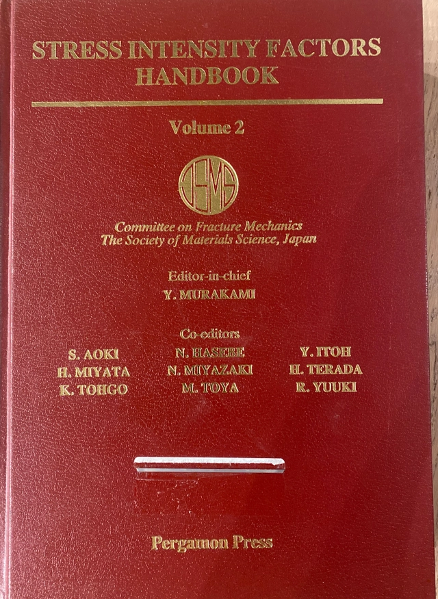 Stress intensity factors handbook; Y. Murakami; 1987