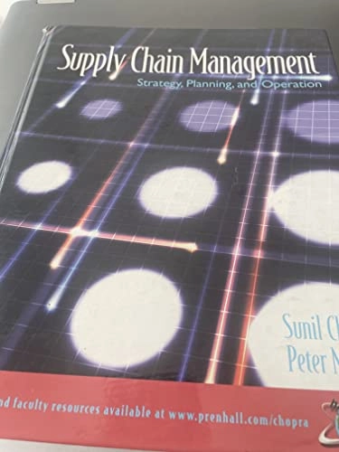 Supply chain management : strategy, planning, and operation; Sunil Chopra; 2001