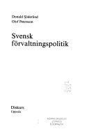 Svensk förvaltningspolitik; Donald Söderlind; 1986