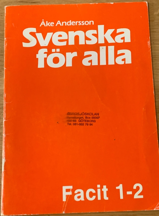 Svenska för alla 1-2 Elevfacit; Åke Andersson; 1992