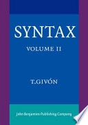 Syntax : an introduction; Talmy Givón; 2001