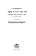 Tingets kvinnor och män : genus som norm och strategi under 1600- och 1700-tal = Women and men in the district court : gender as a norm and a strategy in the 17th and 18th centuries; Gudrun Andersson; 1998