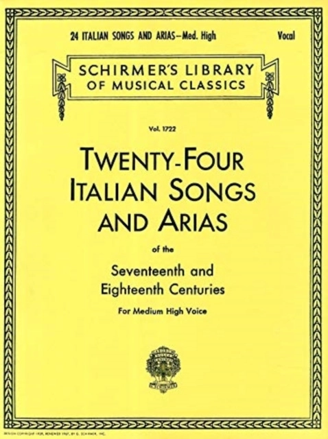 Twentyfour Italian Songs, medium high voice; Hal Leonard Publishing Corporation; 2016