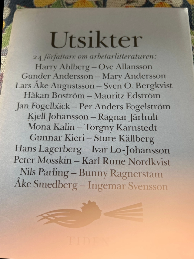 Utsikter : 24 författare om arbetarlitteraturen : en antologi; Jan Fogelbäck; 1987