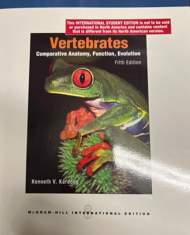 Vertebrates Comparative anatomy, function, evolution ; Kenneth V. Kardong; 2009